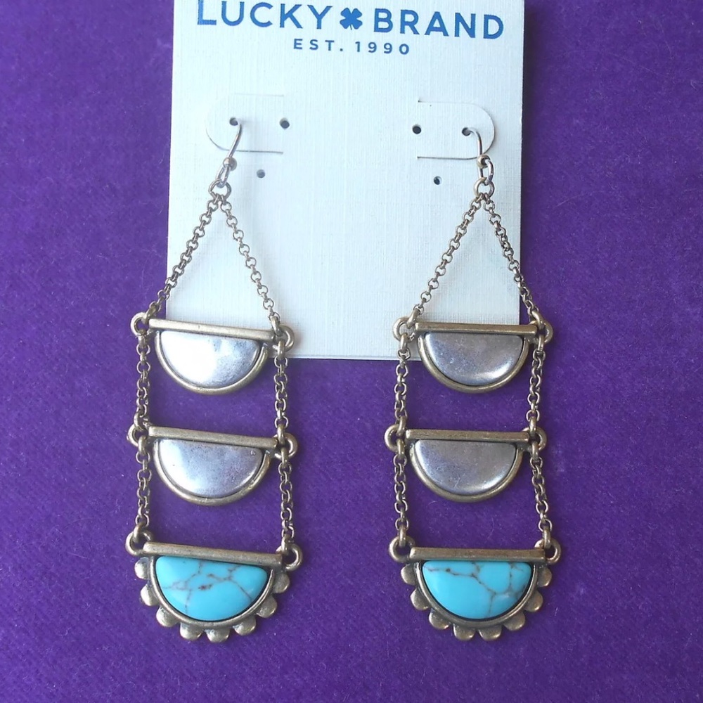 LUCKY BRAND turquoise ladder earrings - Picture 4 of 4